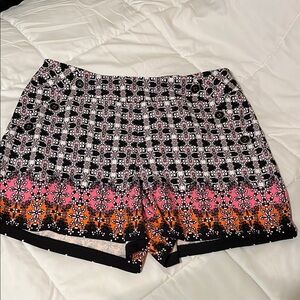 Cato Black and Pink High Waist Shorts with Floral Trim